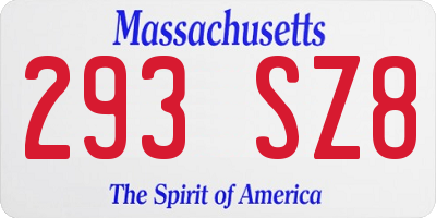 MA license plate 293SZ8