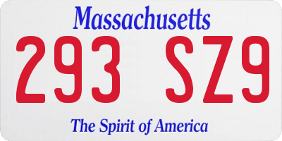 MA license plate 293SZ9