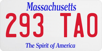 MA license plate 293TA0