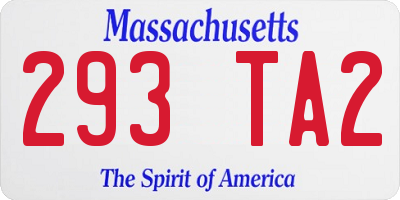 MA license plate 293TA2