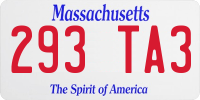MA license plate 293TA3