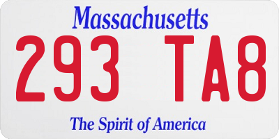 MA license plate 293TA8