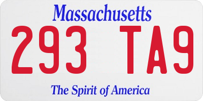 MA license plate 293TA9