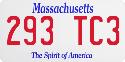 MA license plate 293TC3