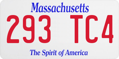 MA license plate 293TC4