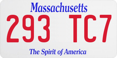 MA license plate 293TC7