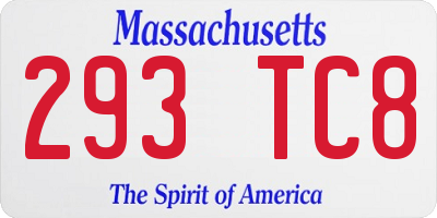 MA license plate 293TC8
