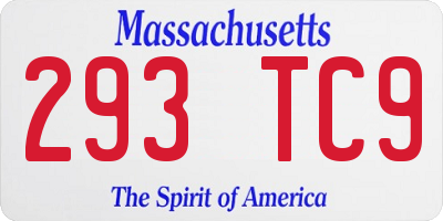 MA license plate 293TC9