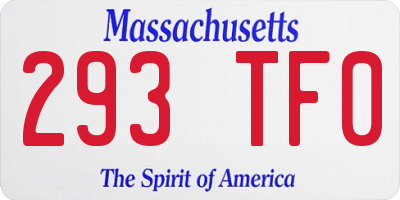 MA license plate 293TF0