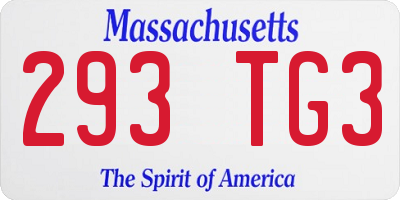 MA license plate 293TG3