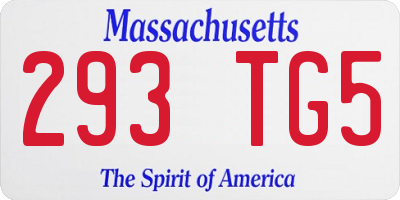 MA license plate 293TG5