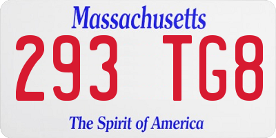MA license plate 293TG8