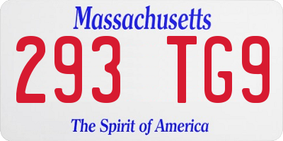 MA license plate 293TG9