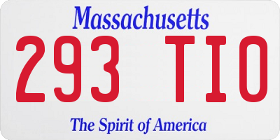 MA license plate 293TI0