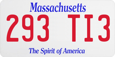 MA license plate 293TI3