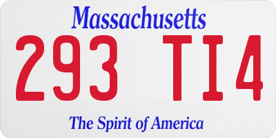 MA license plate 293TI4