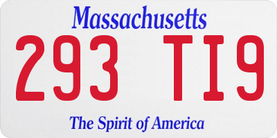 MA license plate 293TI9