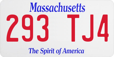 MA license plate 293TJ4