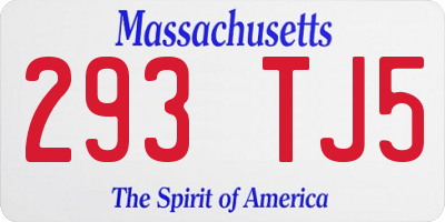 MA license plate 293TJ5