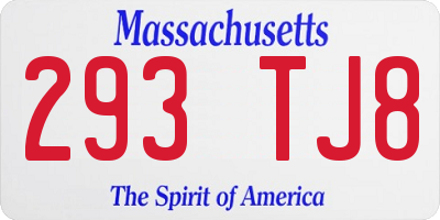 MA license plate 293TJ8