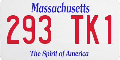 MA license plate 293TK1