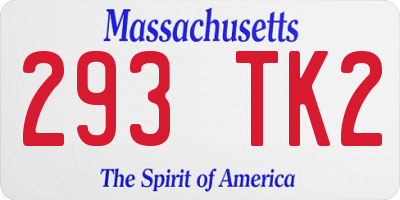 MA license plate 293TK2