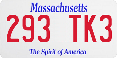 MA license plate 293TK3