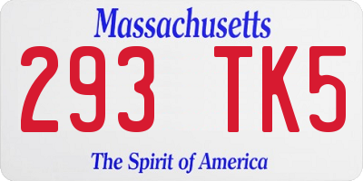 MA license plate 293TK5