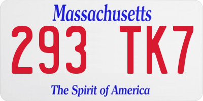 MA license plate 293TK7