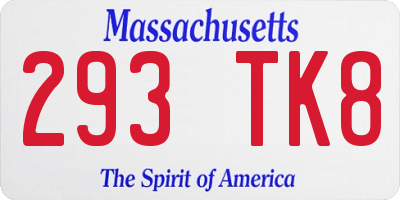 MA license plate 293TK8