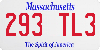 MA license plate 293TL3