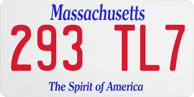 MA license plate 293TL7