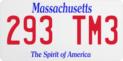 MA license plate 293TM3