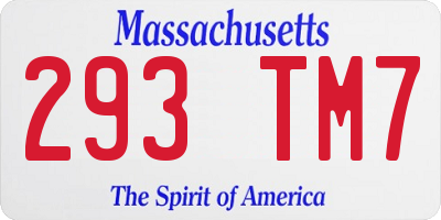 MA license plate 293TM7