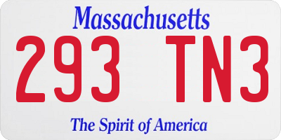 MA license plate 293TN3