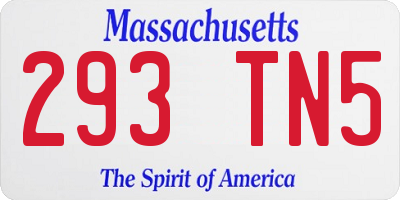 MA license plate 293TN5