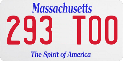 MA license plate 293TO0