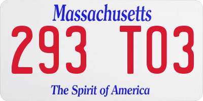 MA license plate 293TO3