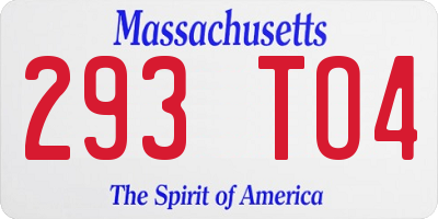 MA license plate 293TO4