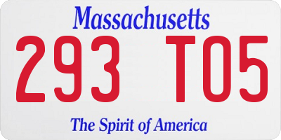 MA license plate 293TO5