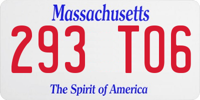 MA license plate 293TO6