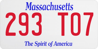 MA license plate 293TO7
