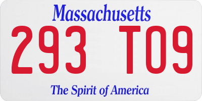 MA license plate 293TO9