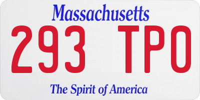 MA license plate 293TP0