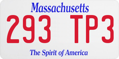 MA license plate 293TP3