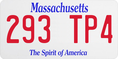 MA license plate 293TP4