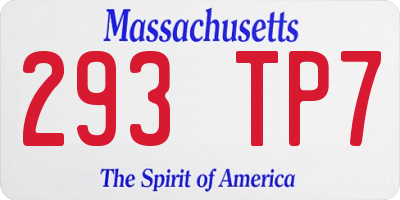 MA license plate 293TP7