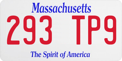 MA license plate 293TP9