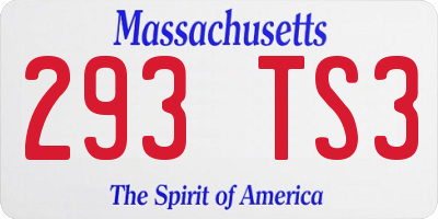MA license plate 293TS3