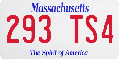 MA license plate 293TS4